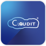 Logo ufficiale dell'applicazione Claudit con icona a forma di nuvola su sfondo blu